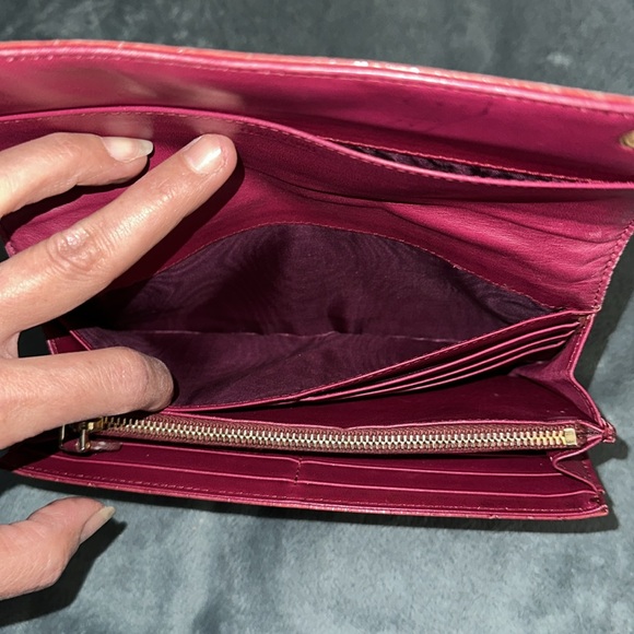 Miu Miu red long wallet crocodile embossed with pink interior gold hardware 💕 - Picture 6 of 13